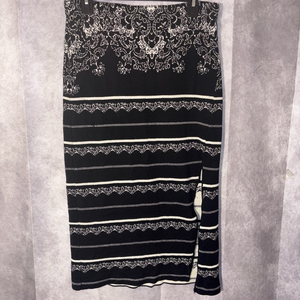 Free People Womens Medium Black Irreplaceable Knit Pencil‎ Sweater Slit Skirt